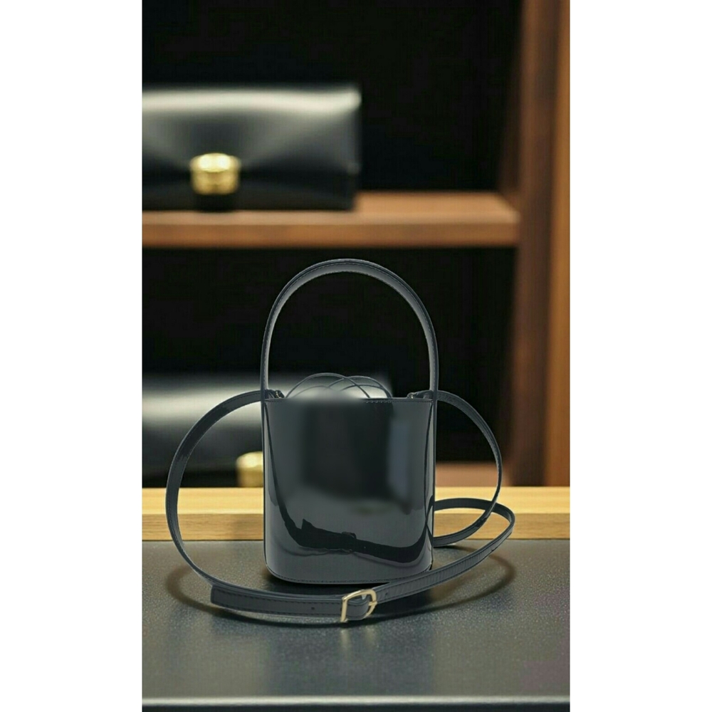 STAUD Black Patent Leather Bucket Bag - Picture 2 of 9